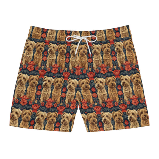 Yorkie Charm Twins Men's Mid-Length Swim Shorts