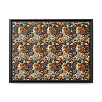 Beagle Blossoms Matte Canvas, Framed