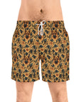 Autumnal German Shepherd Glamour Men's Mid-Length Swim Shorts