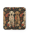 Blossoming Labradors Bouquet Cork Back Coaster