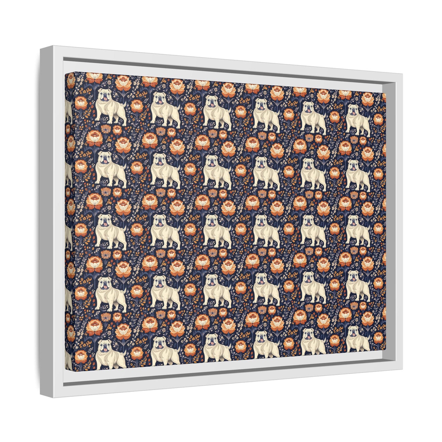 Bulldog Blossom Bonanza Matte Canvas, Framed