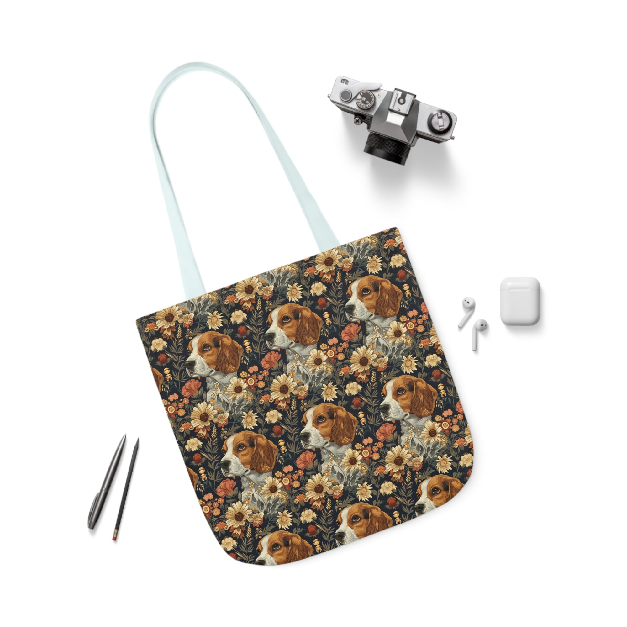 Beagle Blossoms Canvas Tote Bag