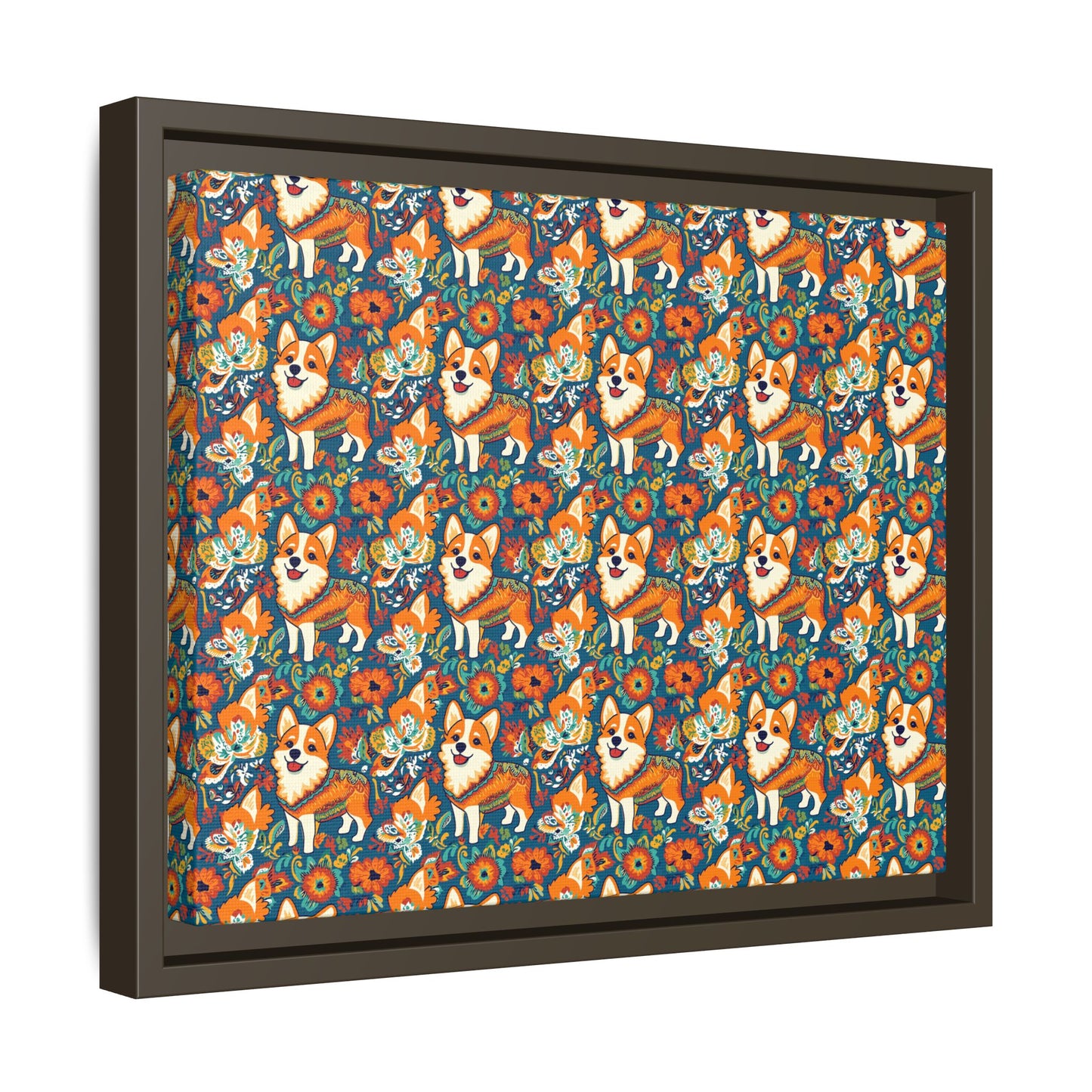 Corgi Carnival Couture Matte Canvas, Framed