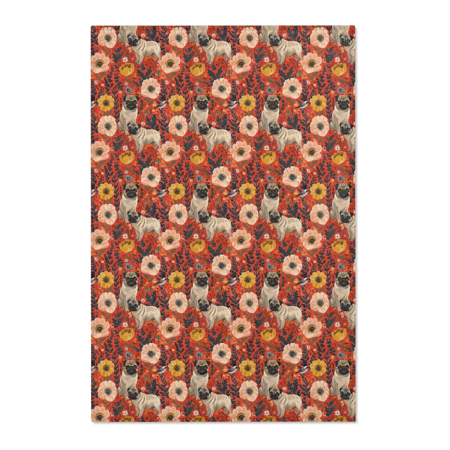 Pugs and Poppies Heritage Rug