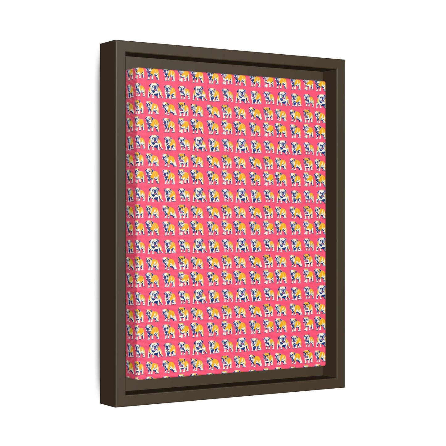 Bubblegum Glamour Bulldog Bouquet Matte Canvas, Framed