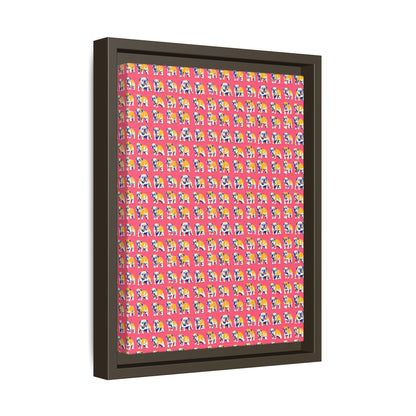 Bubblegum Glamour Bulldog Bouquet Matte Canvas, Framed