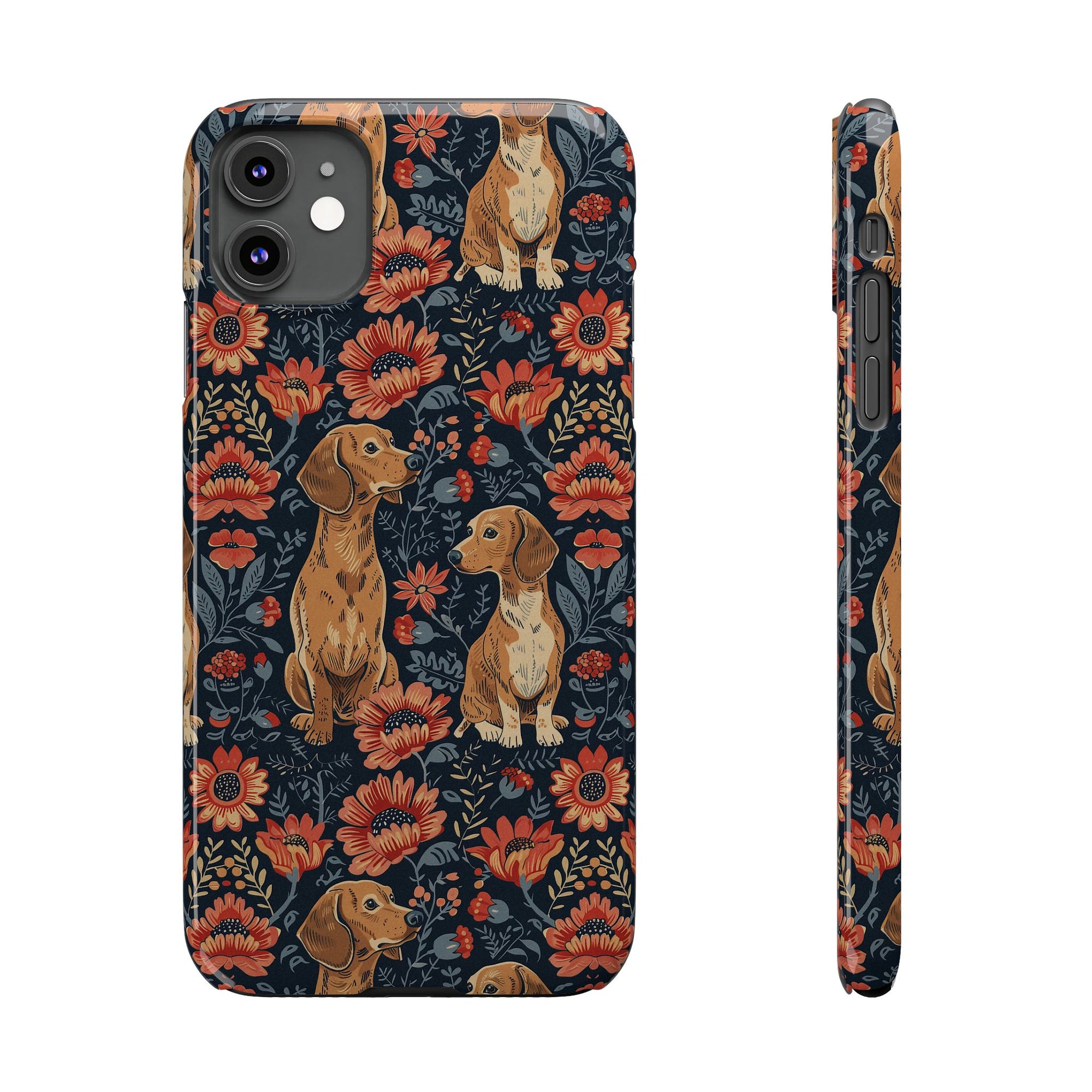 Floral Pawsome Dachsund Delight Slim Phone Cases