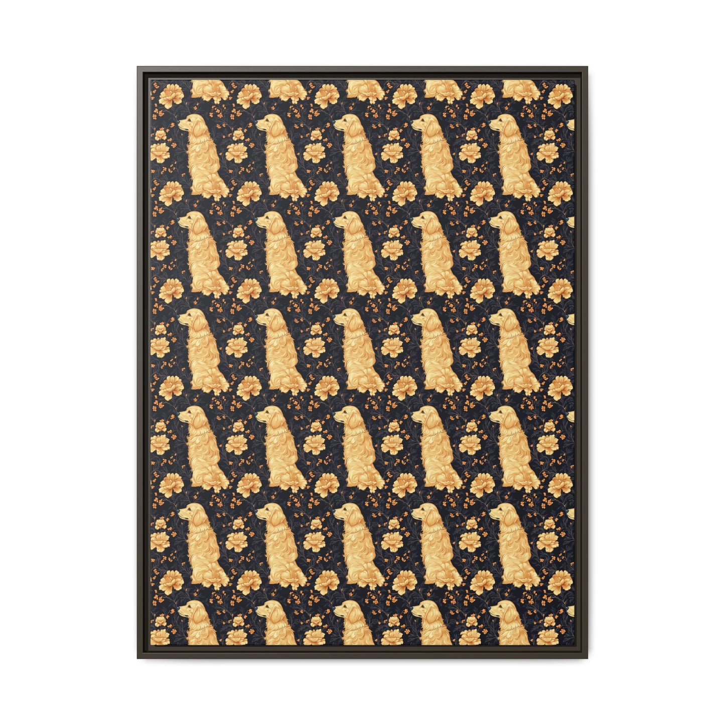 Golden Paws Floral Frenchie Matte Canvas, Framed