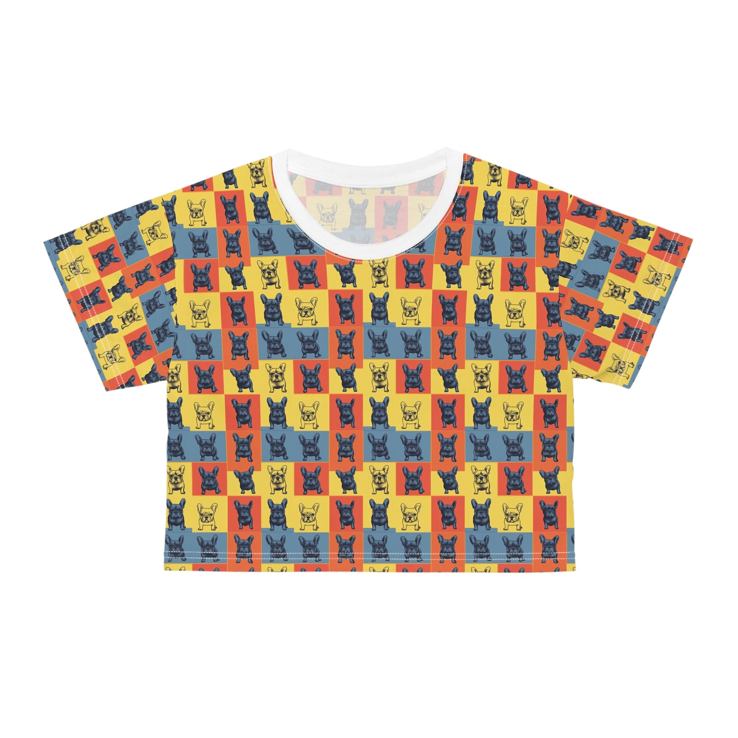 Frenchie Pop Art Pawfection Grid Crop Tee