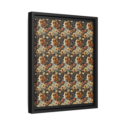 Beagle Blossoms Matte Canvas, Framed