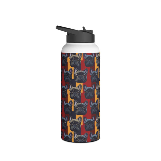 Chic Canine Checkmate - Frenchie Edition Stainless Steel Water Bottle