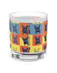 Frenchie Pop Art Pawfection Grid Rocks Glass