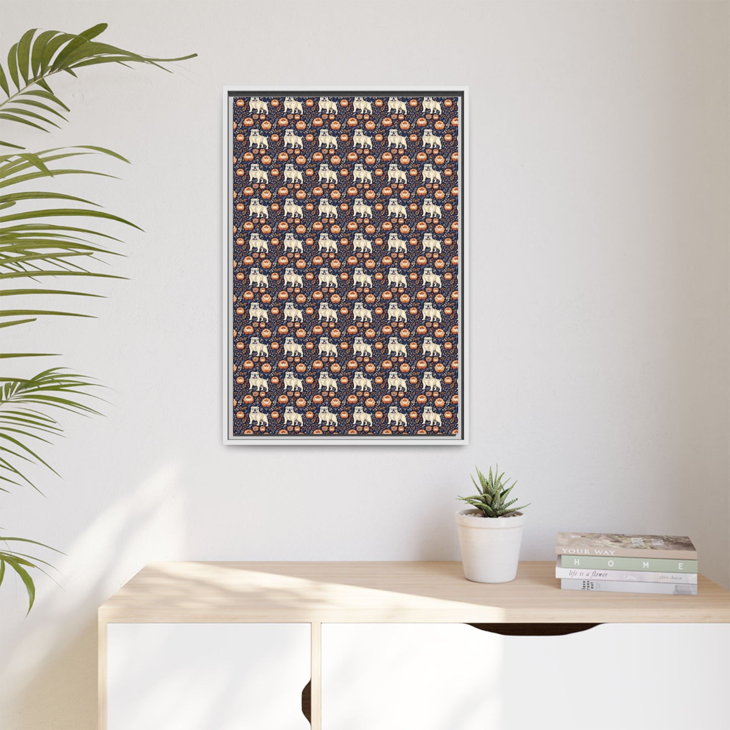 Bulldog Blossom Bonanza Matte Canvas, Framed