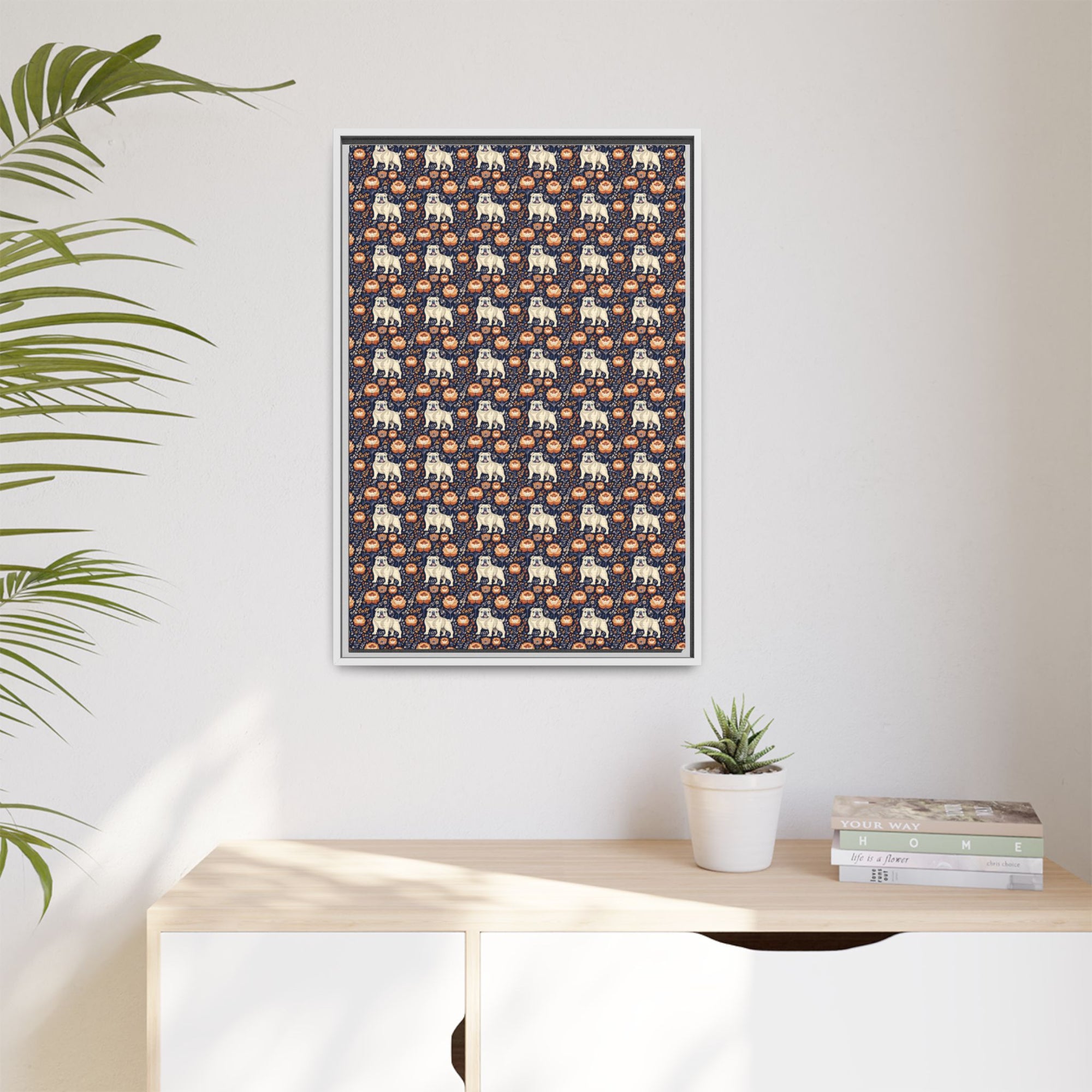 Bulldog Blossom Bonanza Matte Canvas, Framed