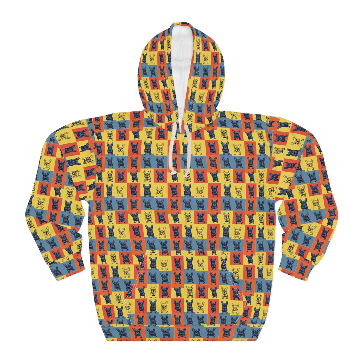 Frenchie Pop Art Pawfection Grid Unisex Pullover Hoodie