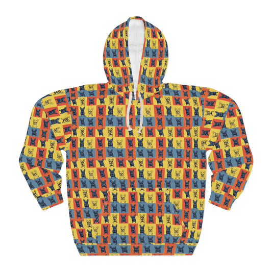 Frenchie Pop Art Pawfection Grid Unisex Pullover Hoodie