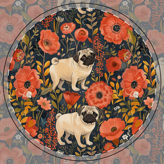 Pug Paradise Playpen Ceramic Coaster