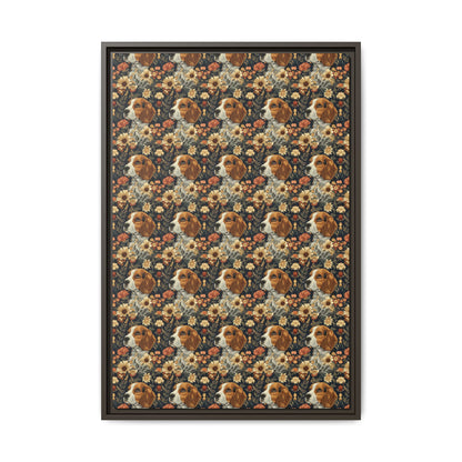 Beagle Blossoms Matte Canvas, Framed