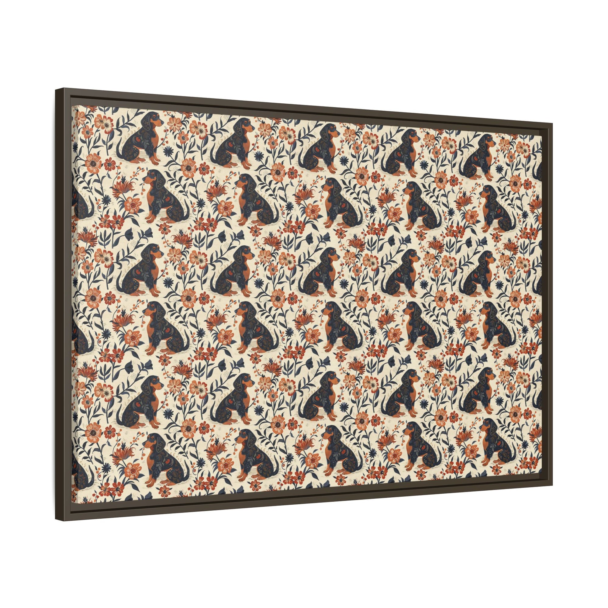 Blossoming Dachshunds Delight Matte Canvas, Framed