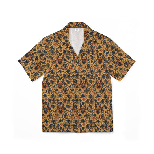 Autumnal German Shepherd Glamour Men's Hawaiian Camp Shirt