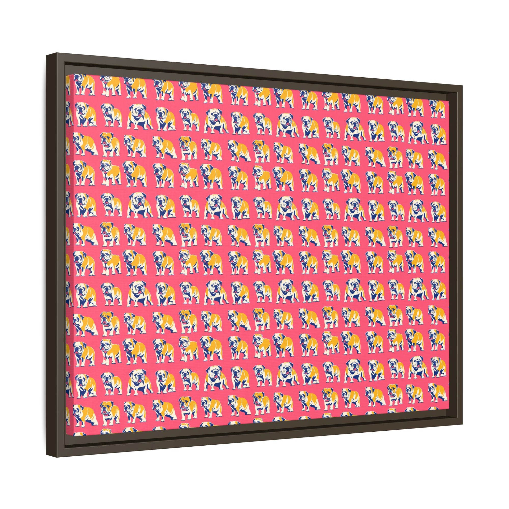 Bubblegum Glamour Bulldog Bouquet Matte Canvas, Framed