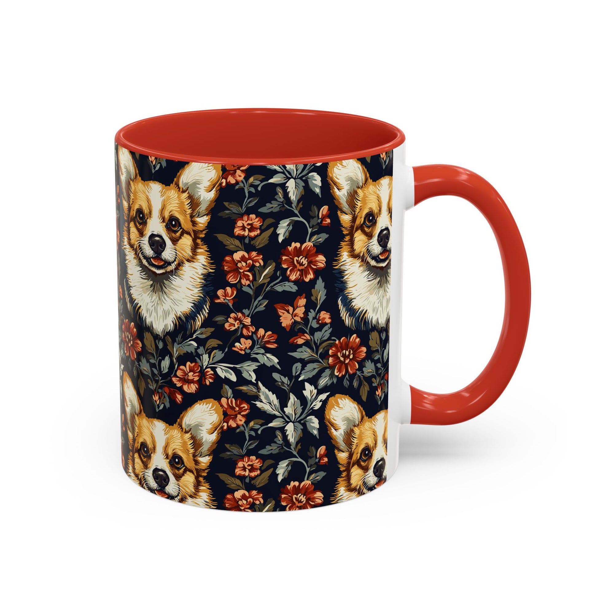 Floofy Corgi Blossom Blast Accent Coffee Mug