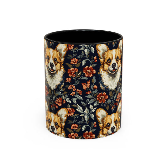 Floofy Corgi Blossom Blast Accent Coffee Mug