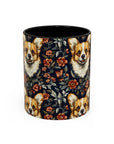 Floofy Corgi Blossom Blast Accent Coffee Mug