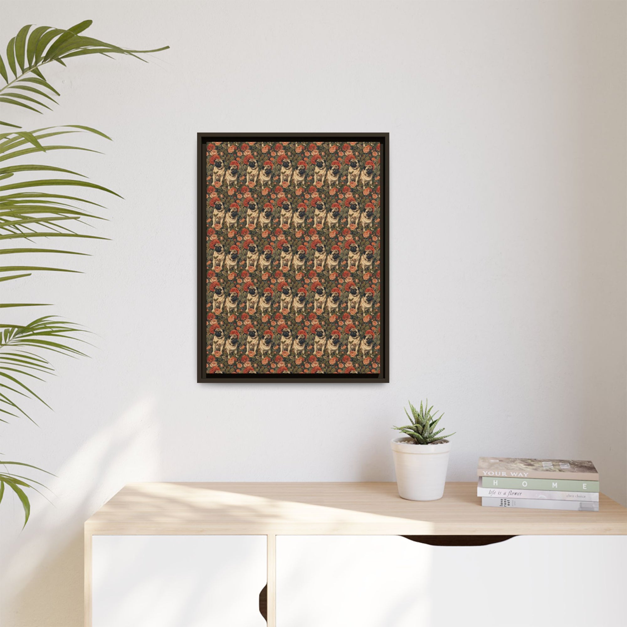 Blooming Pug Paradise Matte Canvas, Framed