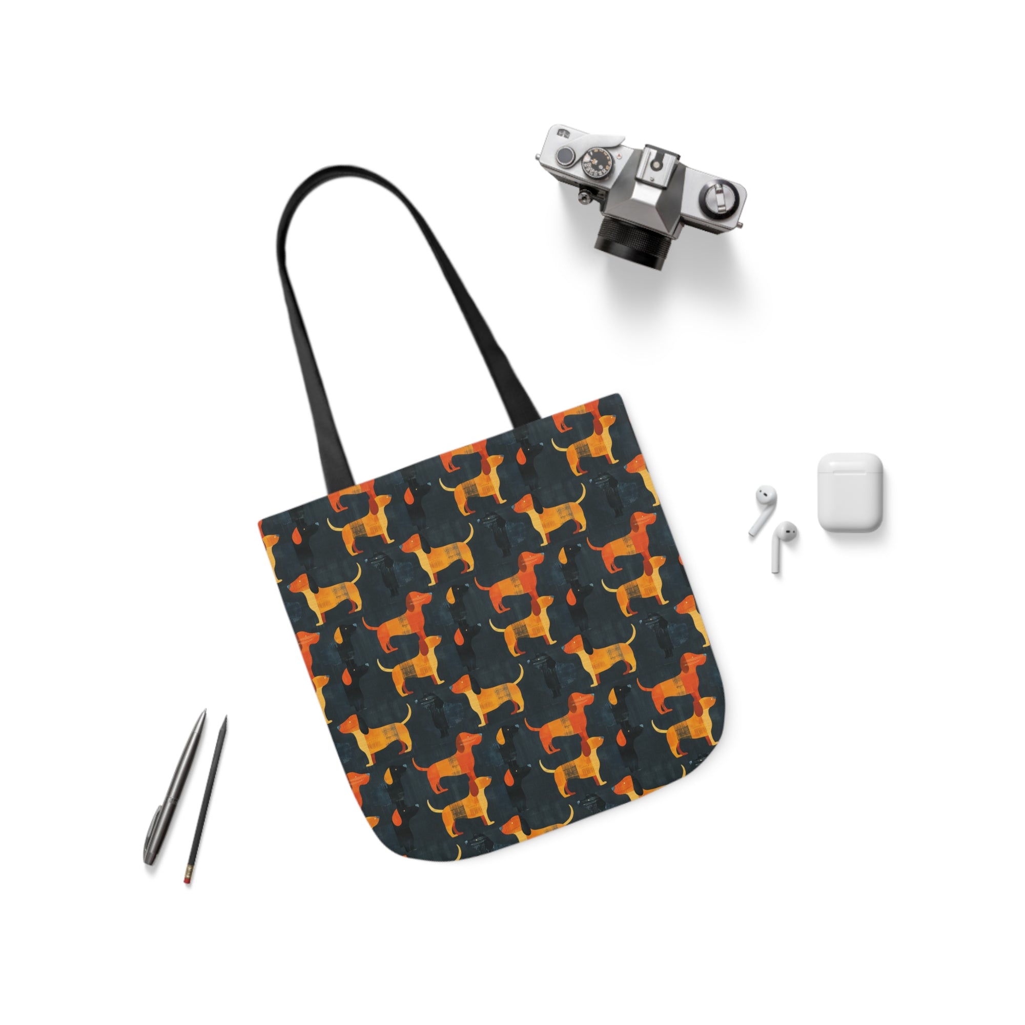 Dapper Dachshund Noir Glow Canvas Tote Bag