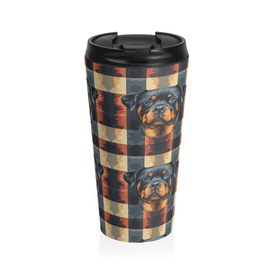 Pawsome Rottweiler Royalty Plaid Stainless Steel Travel Mug