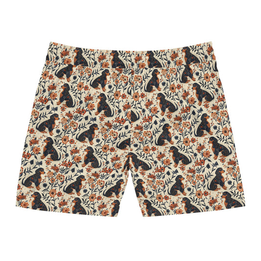 Blossoming Dachshunds Delight Men's Mid-Length Swim Shorts