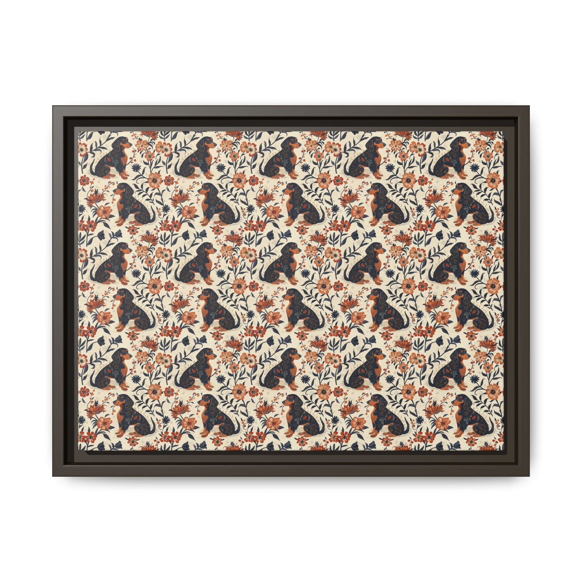 Blossoming Dachshunds Delight Matte Canvas, Framed