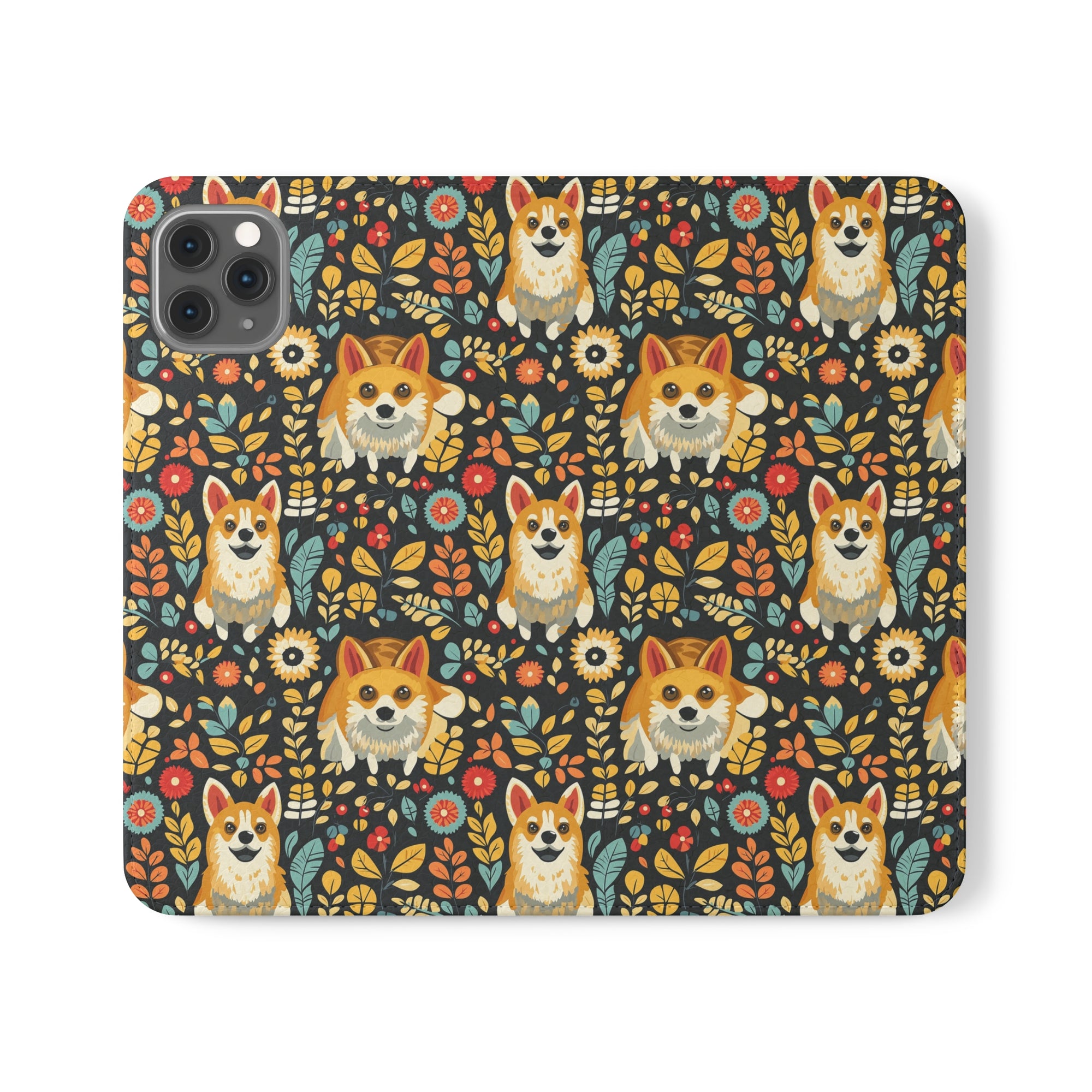 Corgi Rainbow Vine Dream Flip Cases