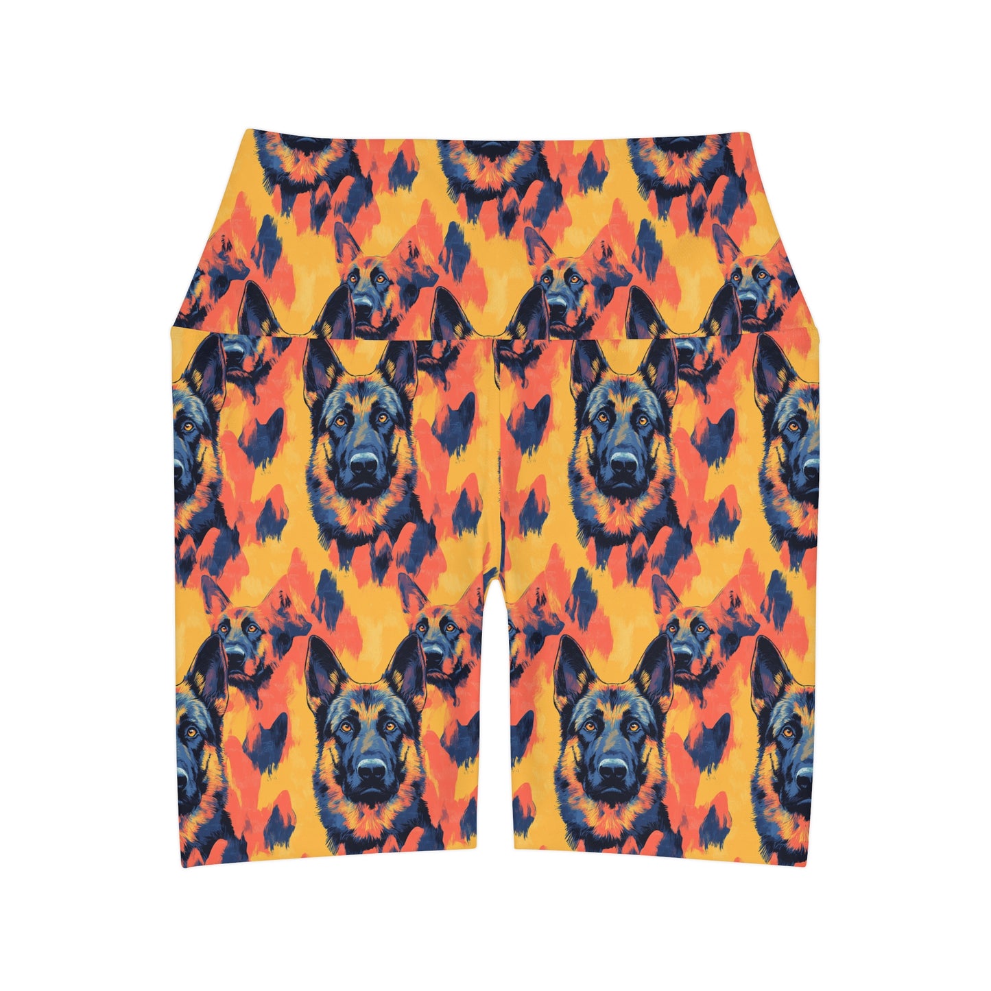 Impressionistic German Shepherds High Waisted Yoga Shorts