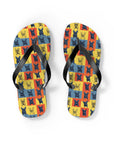 Frenchie Pop Art Pawfection Grid Flip Flops