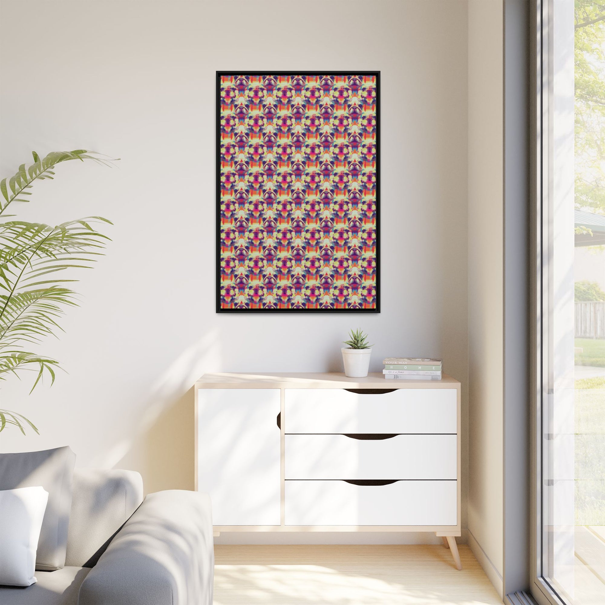 Glitchy Bulldog Blitz Matte Canvas, Framed