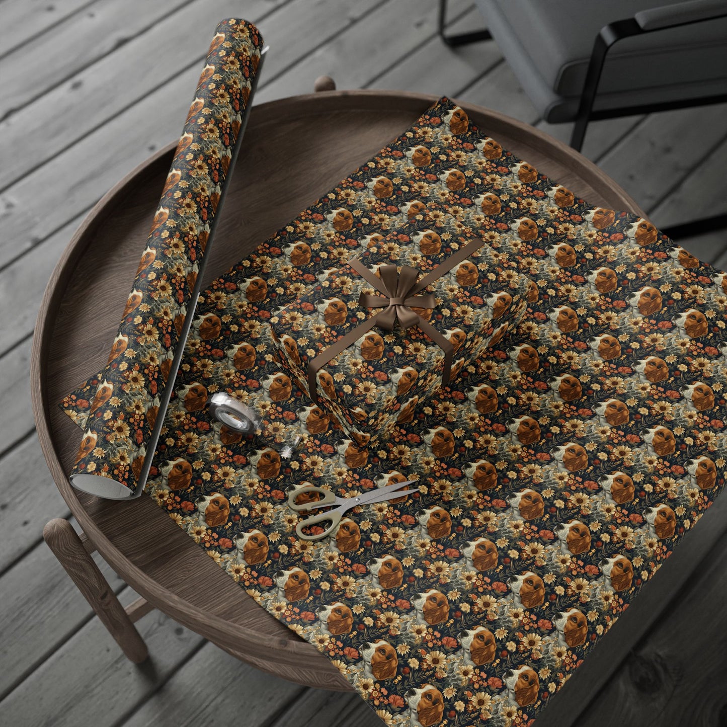 Beagle Blossoms Wrapping Paper