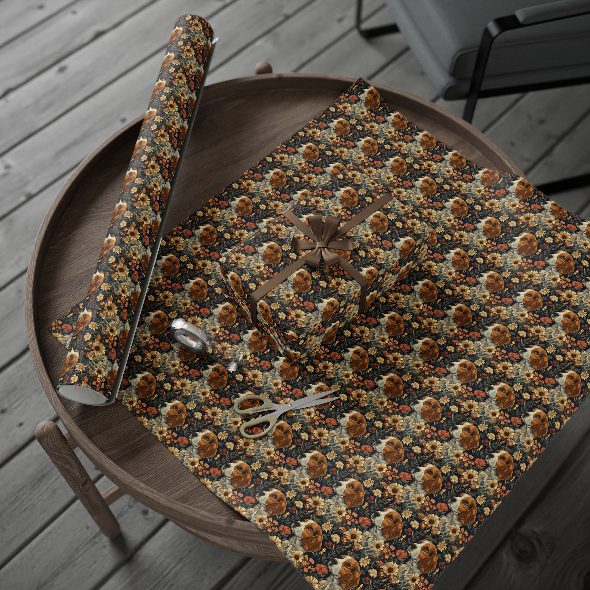 Beagle Blossoms Wrapping Paper