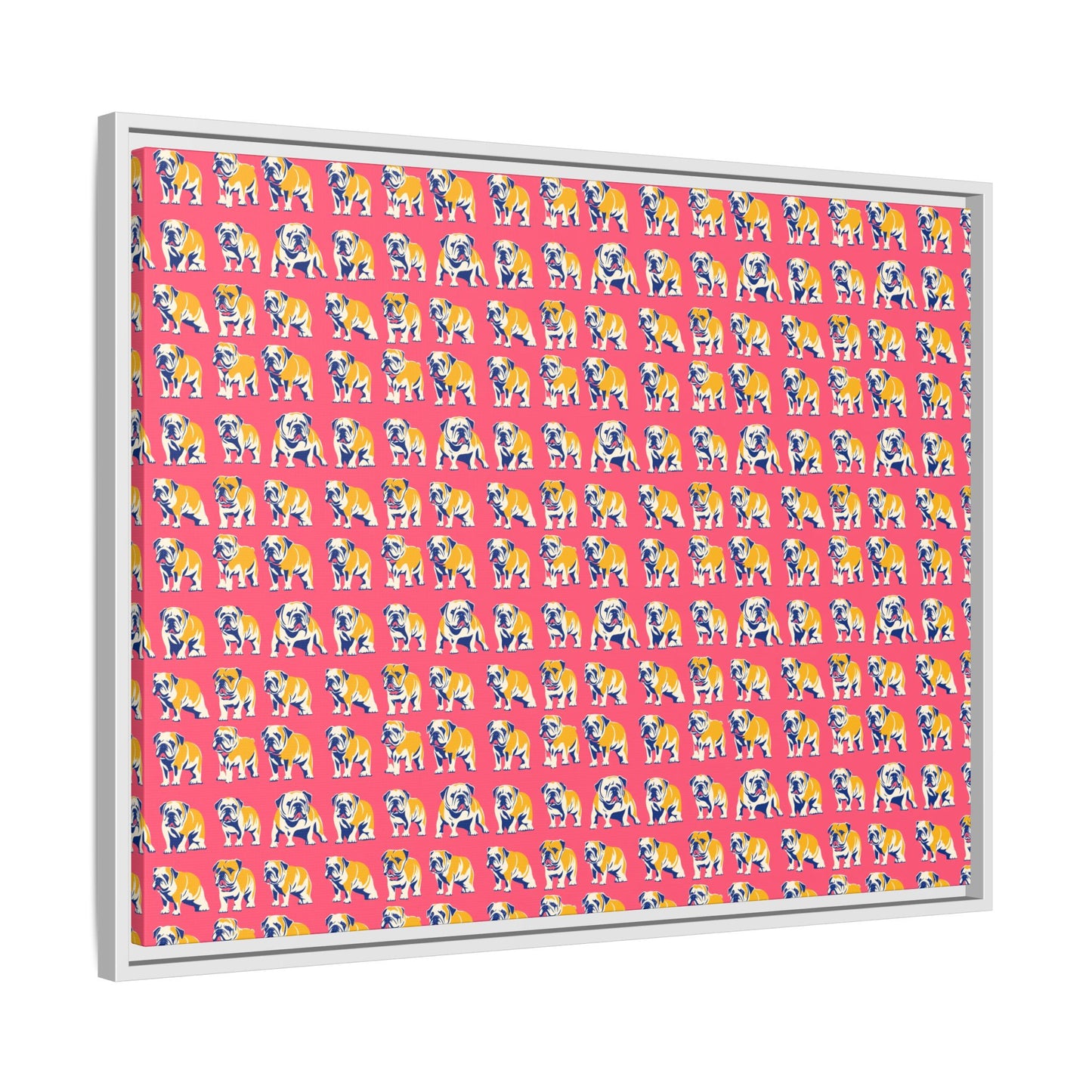 Bubblegum Glamour Bulldog Bouquet Matte Canvas, Framed