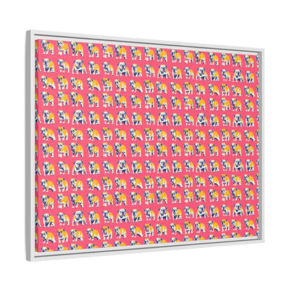 Bubblegum Glamour Bulldog Bouquet Matte Canvas, Framed