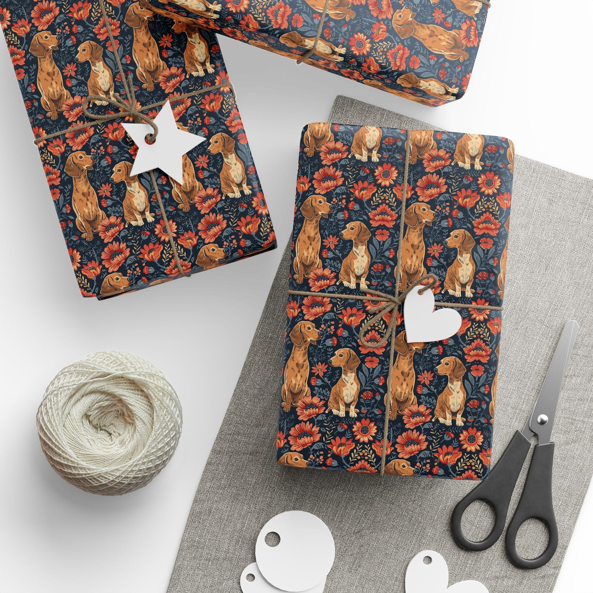 Floral Pawsome Dachsund Delight Wrapping Paper