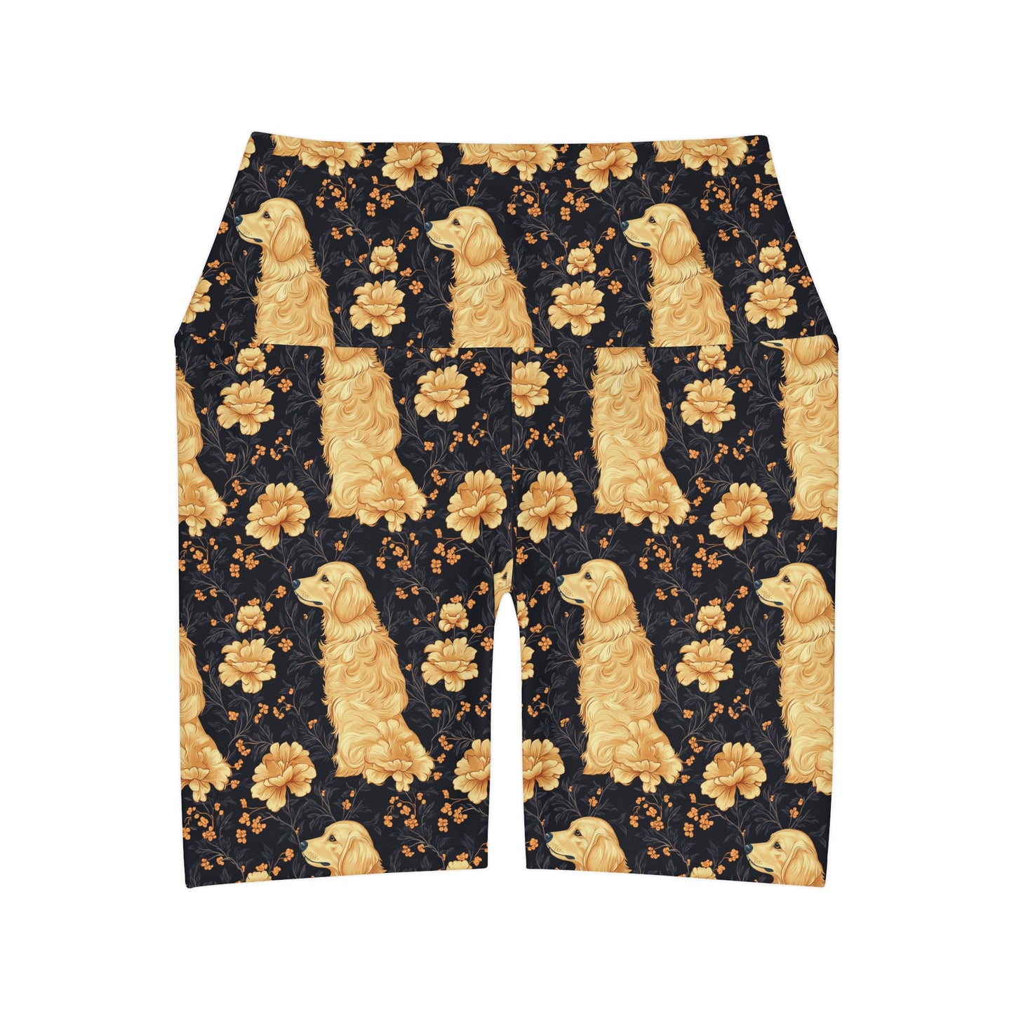 Golden Paws Floral Frenchie High Waisted Yoga Shorts