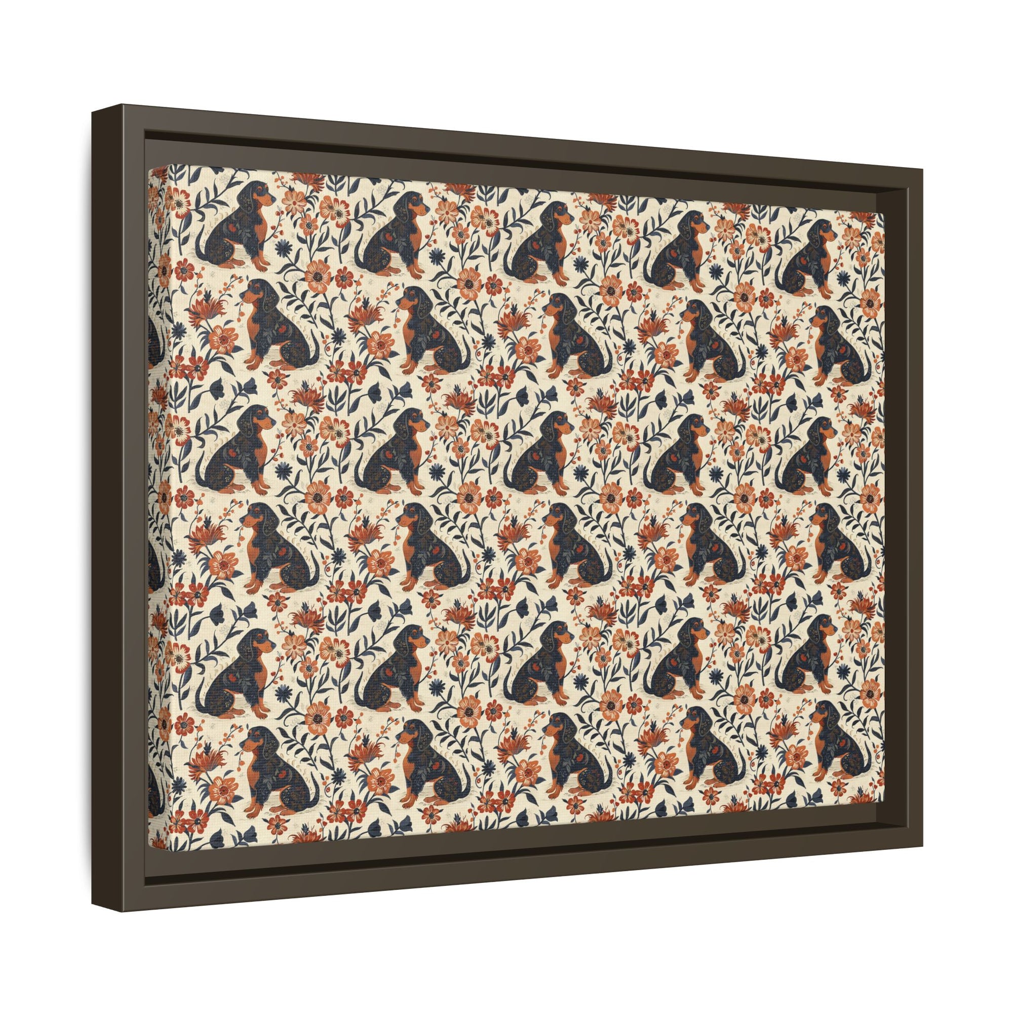 Blossoming Dachshunds Delight Matte Canvas, Framed