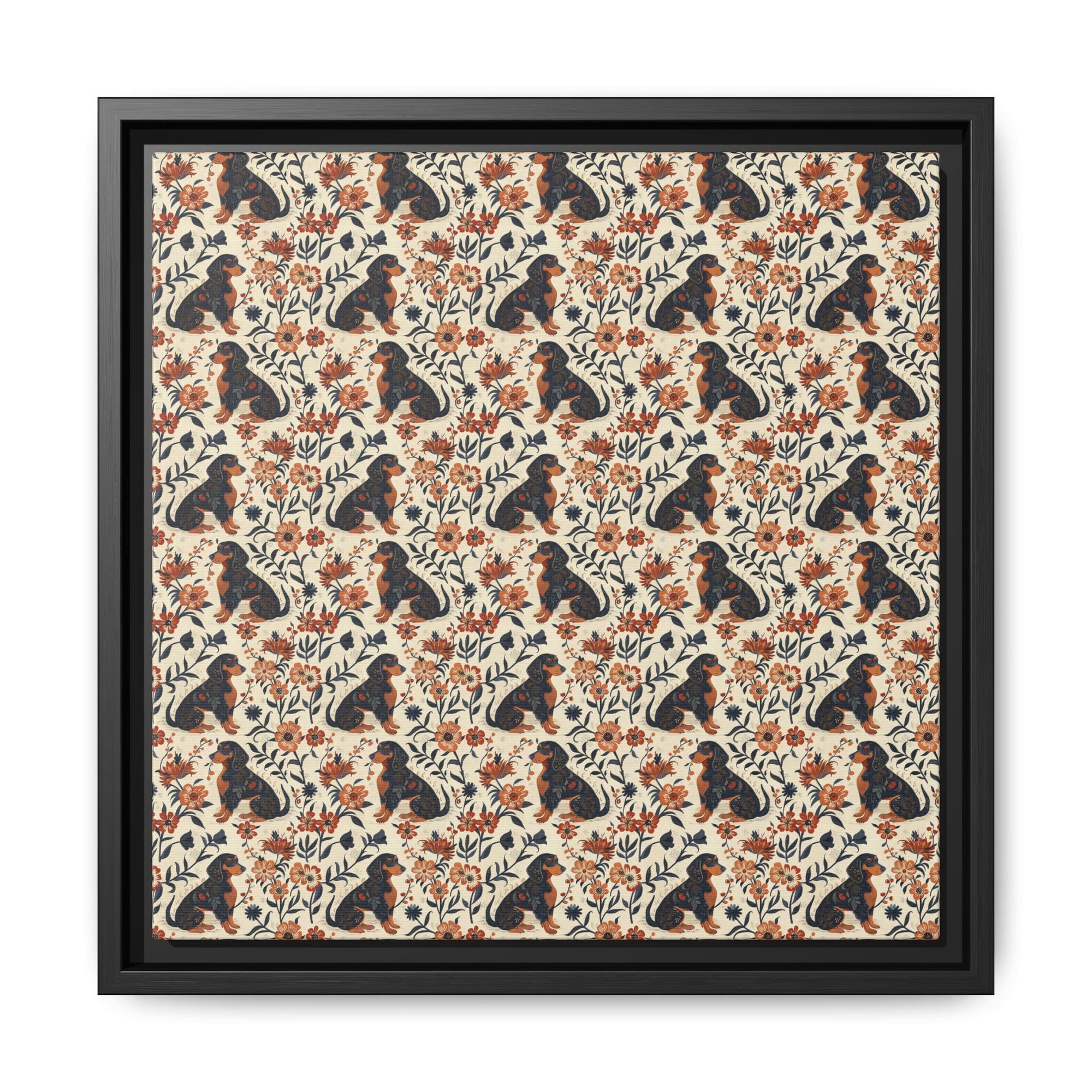 Blossoming Dachshunds Delight Matte Canvas, Framed