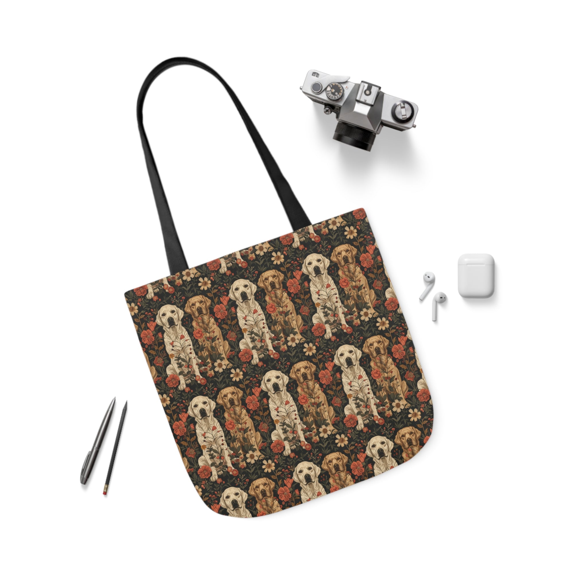 Blossoming Labradors Bouquet Canvas Tote Bag