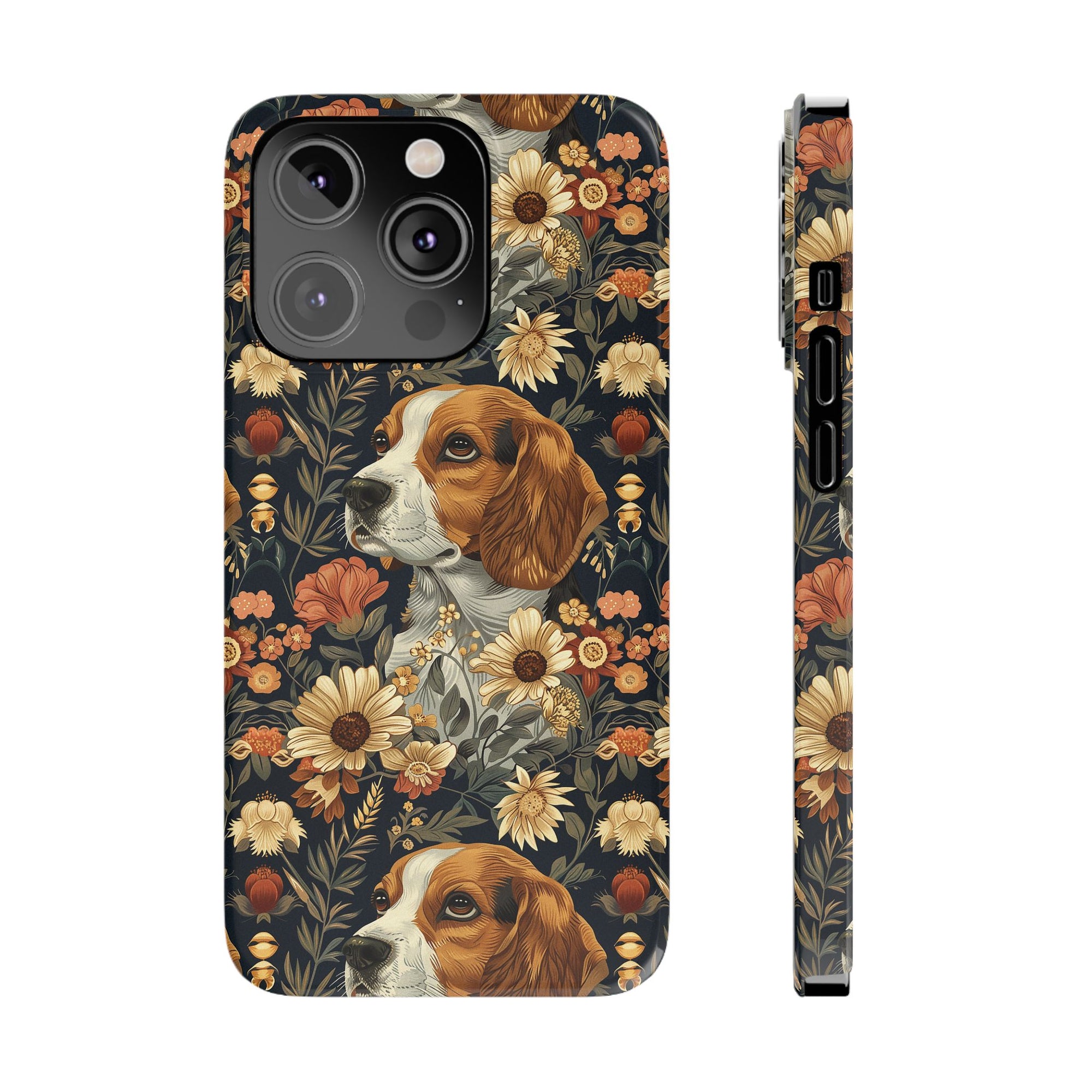 Beagle Blossoms Slim Phone Cases