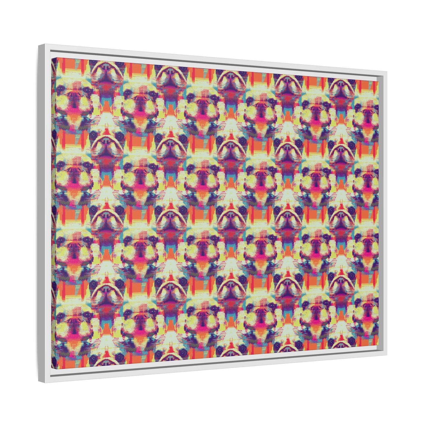 Glitchy Bulldog Blitz Matte Canvas, Framed