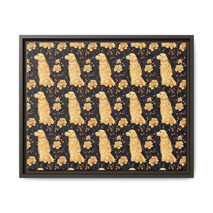 Golden Paws Floral Frenchie Matte Canvas, Framed