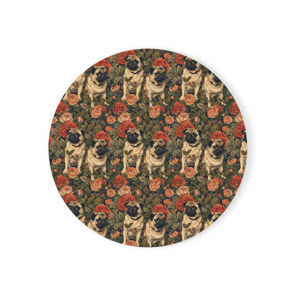 Blooming Pug Paradise Cork Back Coaster